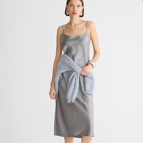 J crew vintage dove Gwyneth slip dress in luster charmeuse - Picture 1 of 3